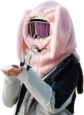 JidSnow Ski and Snowboard Helmet Cover, Bunny Design Plush Fleece Winter in Kuwait