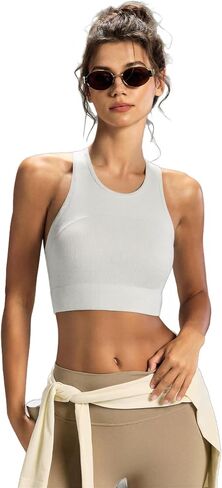 Women's Yoga High Neck Ribbed Tank Top Workout Sleeveless Top for Activewear & Everyday Casual in Kuwait