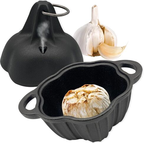 Garlic Roaster & Smoker Box for Grill Oven, All-Season Cast Iron Steamer Pot, Perfect for Oven and BBQ, for Smoky, Flavorful Vegetables, Meats or Wood Chips, Garlic Potato Cooker in Kuwait