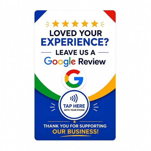 Google Review NFC Card for Business Reviews – Custom Programmed Tap Card with Adhesive Backing, NFC Review Card for Google Business Profile, Works with Most Smartphones, Credit Card Size, 1 Card in Saudi Arabia