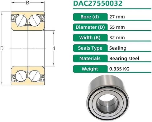 1PC DAC27550032 Double Row Auto Wheel Bearing 27x55x32mm Front Bearings 91051-HR3-A21 in Kuwait