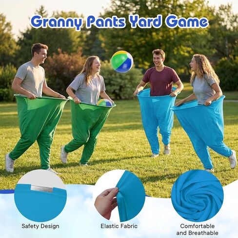 قطعتان من لعبة Granny Pants Yard، لعبة Granny Pants في الهواء الطلق مع 16 كرة نطاطة بستة ألوان و2 مضخة هواء، مجموعات ألعاب ميدانية لحفلات لم شمل العائلة للأطفال والكبار وحفلات الحديقة واليوم الميداني in Kuwait