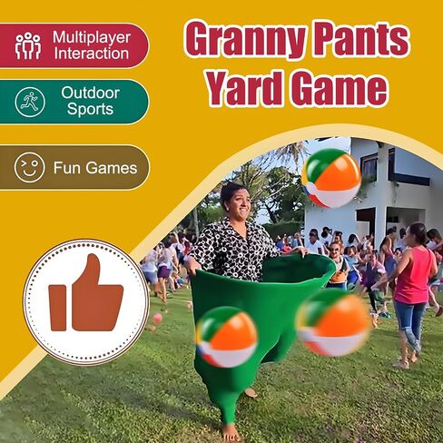 قطعتان من لعبة Granny Pants Yard، لعبة Granny Pants في الهواء الطلق مع 16 كرة نطاطة بستة ألوان و2 مضخة هواء، مجموعات ألعاب ميدانية لحفلات لم شمل العائلة للأطفال والكبار وحفلات الحديقة واليوم الميداني in Kuwait