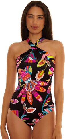 Trina Turk Women's High Neck One Piece Swimsuit, Adjustable, Bathing Suits for Women in Kuwait