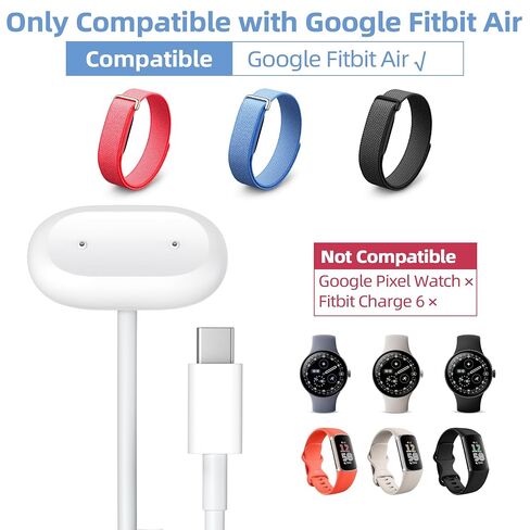 كابل شحن TOAOB متوافق مع Fit-bit Air: سلك شاحن مغناطيسي سريع USB-C - شاحن بديل محمول للياقة البدنية/السفر/المنزل/المكتب - بدون محول - 3.3 قدم (1 متر) in Kuwait
