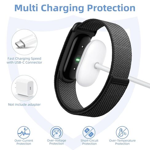 كابل شحن TOAOB متوافق مع Fit-bit Air: سلك شاحن مغناطيسي سريع USB-C - شاحن بديل محمول للياقة البدنية/السفر/المنزل/المكتب - بدون محول - 3.3 قدم (1 متر) in Kuwait