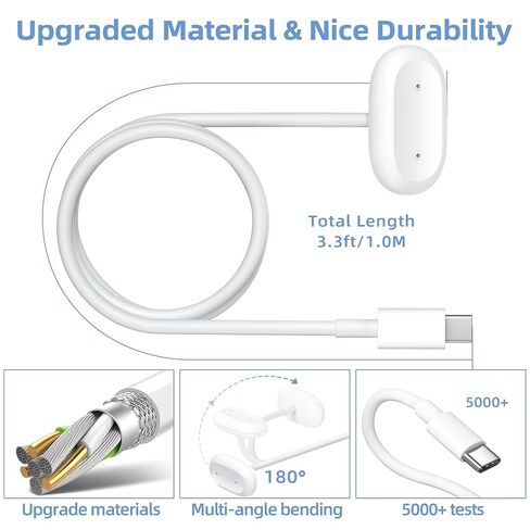 كابل شحن TOAOB متوافق مع Fit-bit Air: سلك شاحن مغناطيسي سريع USB-C - شاحن بديل محمول للياقة البدنية/السفر/المنزل/المكتب - بدون محول - 3.3 قدم (1 متر) in Kuwait