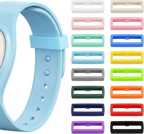 16 قطعة من أقفال الشريط السحري، مشابك حامل من السيليكون لسوار MagicBand، حلقات أمان عالمية للساعة الذكية مقاس 24 مم، متعددة الألوان in Kuwait