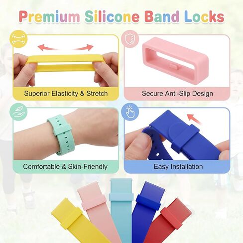 16 قطعة من أقفال الشريط السحري، مشابك حامل من السيليكون لسوار MagicBand، حلقات أمان عالمية للساعة الذكية مقاس 24 مم، متعددة الألوان in Kuwait