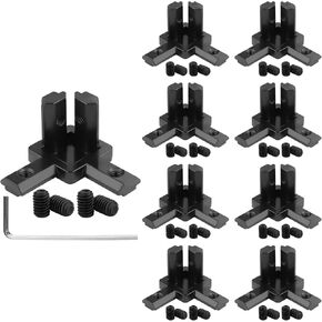 8 قطع 2020 من الألومنيوم النتوء 3-Way End Corner Bracket Connectors - أسود صلب على شكل حرف L مشترك بين قوسين مع براغي ومفتاح ربط لسلسلة 2020 ملحقات فتحة 6 مم in Kuwait