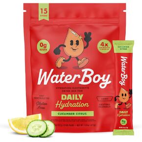 WaterBoy - الترطيب اليومي، خيار الحمضيات، مزيج مشروب مسحوق الإلكتروليتات الخالية من السكر - عبوات ترطيب 15 قيراط in Kuwait
