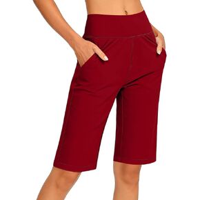 Bermuda Shorts for Women with Pockets High Waisted Long Shorts for Running Workout Athletic Clothes Outfits in Kuwait