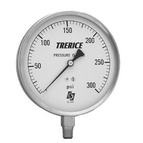 Trerice 620B4502LA100 مقياس المقاول، قرص 4.5 بوصة، من 0 إلى 100 رطل لكل بوصة مربعة، وصلة نحاسية NPT 1/4 بوصة، تركيب سفلي in Kuwait