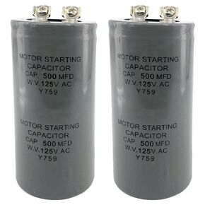 مكثفات CD60 500 فائق التوهج 500MFD 125VAC (عبوة من قطعتين) لوحدات تكييف الهواء والضواغط والمضخات وأنظمة التدفئة والتهوية وتكييف الهواء والمحركات الكهربائية in Kuwait