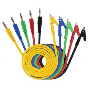 Test Lead Set with Alligator Clips, Banana Plugs,5 Colors, Electrical Testing Cables,19A Wire Cable with Insulators, 3.3 ft/1m for Electrical Testing (Alligator Clip to Banana Plug) in Kuwait