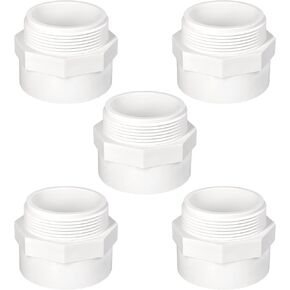 5 عبوات من تركيبات PVC مقاس 2 بوصة، محول أنابيب PVC ذكر NPT مقاس 2 بوصة (مقبس × خيط ذكر NPT)، وصلة توصيل أنابيب توصيل PVC مقاس 2 بوصة لأنابيب المياه وحمام السباحة والسباكة الخارجية، جدول أبيض SCH 40 in Kuwait