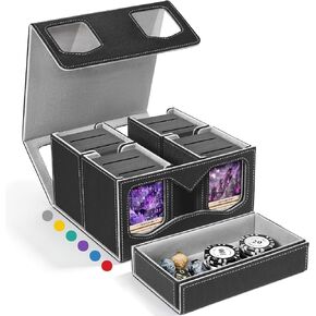 صندوق Fabmaker 6 Deck Box متوافق مع MTG، صندوق تخزين بطاقات التداول ذو سعة كبيرة للقائد، صندوق بطاقات إغلاق مغناطيسي جلدي 7 في 1 مع صينية رمزية، صندوق بطاقات متوافق مع Magic the Gathering in Kuwait