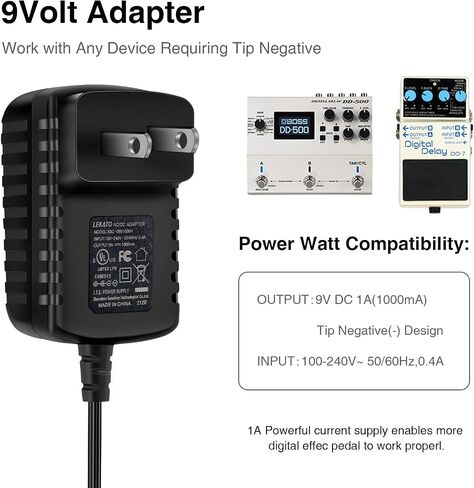 LEKATO Pedal Power Supply Adapter 9V DC 1A - 5 Way Daisy Chain Cables for Effect Pedal in Kuwait