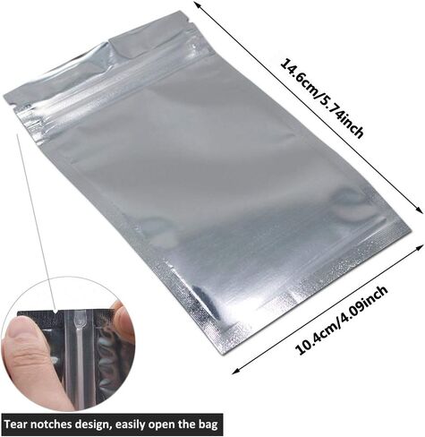 أكياس مايلر - أكياس تخزين الطعام، مقاومة للرائحة، أكياس مايلر شفافة قابلة للإغلاق | أكياس مايلر شفافة لتخزين الطعام، والمجوهرات، والمكياج، والحلوى، وحقيبة تغليف مقاومة للرائحة، وحقيبة هدايا بلاستيكية مقاس 4 × 6 في 100 قطعة in Kuwait