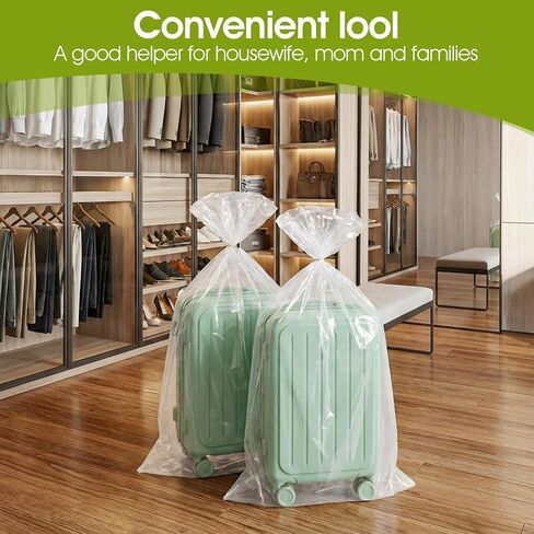 20Pcs Large Clear Plastic Bags, 40" x 60" Moistureproof Dustproof Large Storage Bags, Reusable Luggage Storage Bag for Luggage, Suitcase, Furniture (Including 1 Roll Ribbon) in Kuwait