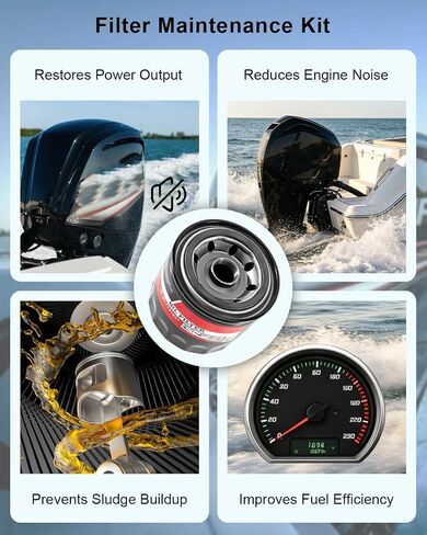 35-877761K01 طقم فلتر زيت الصيانة مناسب لـ Mercury Mercruiser رباعي الأشواط | لـ 75 80 90 100 115 135 150HP خارجي استبدل 8M0094232 830749 879885Q، مع فلتر وقود الزيت وحشية in Kuwait