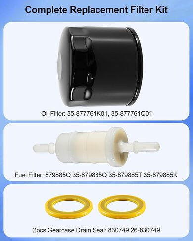 35-877761K01 طقم فلتر زيت الصيانة مناسب لـ Mercury Mercruiser رباعي الأشواط | لـ 75 80 90 100 115 135 150HP خارجي استبدل 8M0094232 830749 879885Q، مع فلتر وقود الزيت وحشية in Kuwait