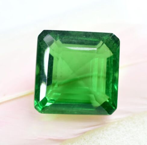 Lab-Created Green Emerald Square Cut 35.30 Ct CERTIFIED Ring Size Gemstone in Kuwait