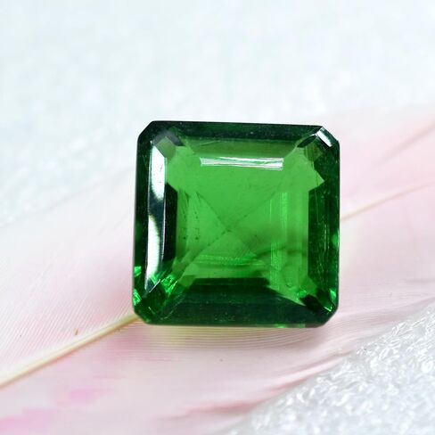 Lab-Created Green Emerald Square Cut 35.30 Ct CERTIFIED Ring Size Gemstone in Kuwait