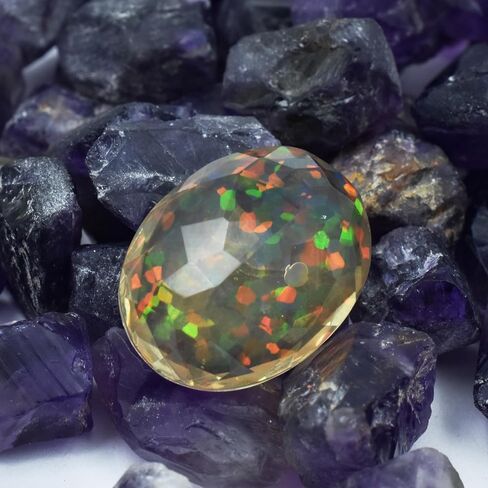 CERTIFIED Natural Oval Cut 9.95 Ct Ethiopian Opal Multi-Color Doublet Gemstone in Kuwait