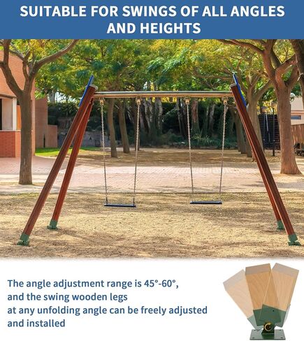 Heavy Duty Adjustable Swing Set Brackets, Swing Set Hardware with Mounting Hardware, Suitable for 4"x4" (Actual 3.6"x3.6") Wood Legs, Including 4 Pack Swing Brackets Base, Swing Set kit Green in Kuwait