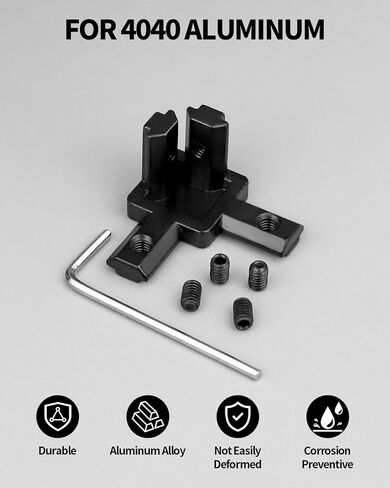 8 قطع 2020 من الألومنيوم النتوء 3-Way End Corner Bracket Connectors - أسود صلب على شكل حرف L مشترك بين قوسين مع براغي ومفتاح ربط لسلسلة 2020 ملحقات فتحة 6 مم in Kuwait