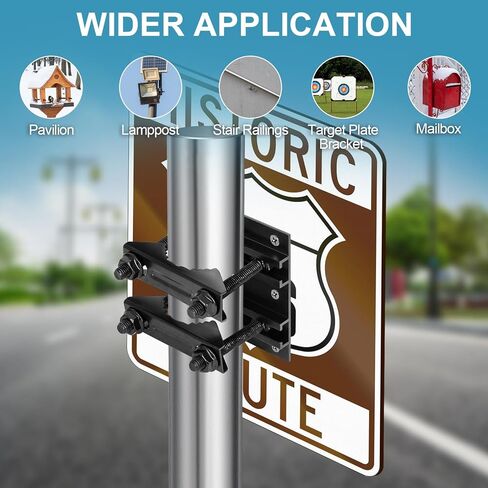 Post Tubes Mounting Bracket, 2-Packs Adjustable Solar Mounting Bracket Fence Hook Compatible with Round, Square, T-Posts, Irregularly Shaped Pipes (Max. 1-3/4" Width) in Kuwait