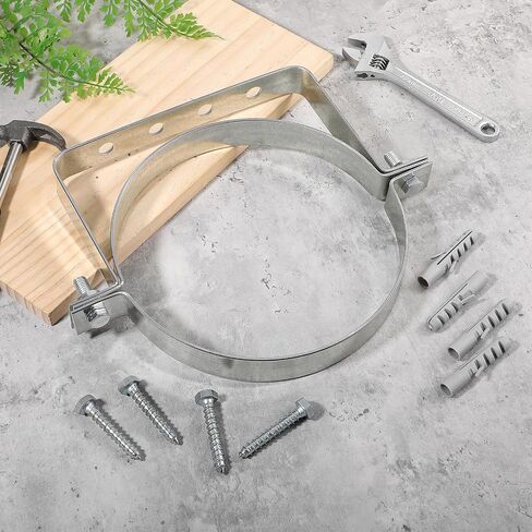 2PCS Heavy Duty 8 Inch Pipe Supports, Stainless Steel Split Ring Pipe Hanger with Wall Mount Screws for Secure Chimney Vent Installation - Silver Finish in Kuwait