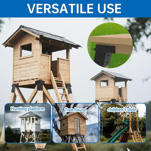 Heavy-Duty 4x4 Deer Stand Brackets (4 Pcs), Compound Angle Platform Supports with Powder Coated Finish for Hunting Blinds, Shooting Shacks, Observation Decks & Tree Houses in Kuwait