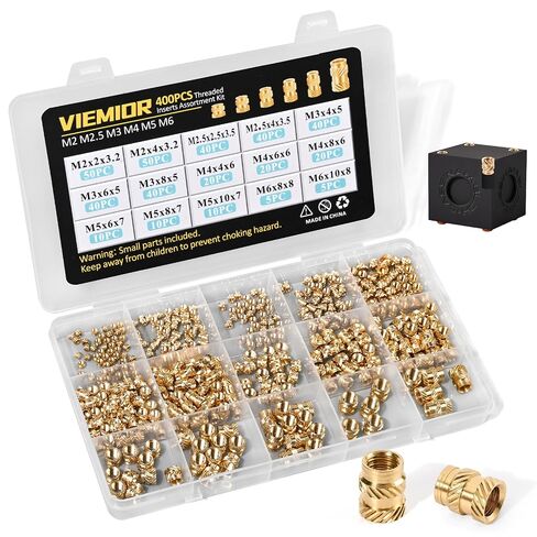 400PCS Brass Threaded Inserts, Premium Metric Heat Set Insert M2 M2.5 M3 M4 M5 M6 - Perfect Assortment for 3D Printing Projects, Brass Heat Set Insert for Plastic and 3D Printing in Kuwait