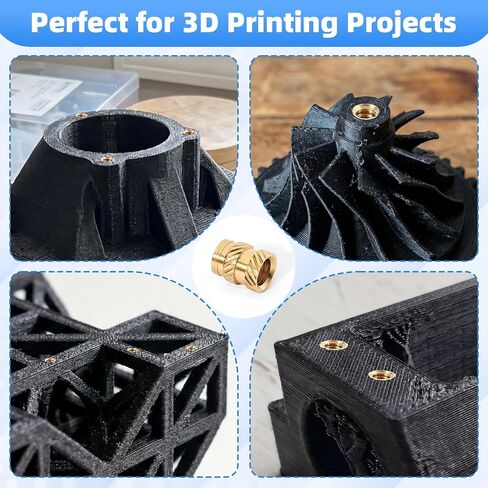 400PCS Brass Threaded Inserts, Premium Metric Heat Set Insert M2 M2.5 M3 M4 M5 M6 - Perfect Assortment for 3D Printing Projects, Brass Heat Set Insert for Plastic and 3D Printing in Kuwait
