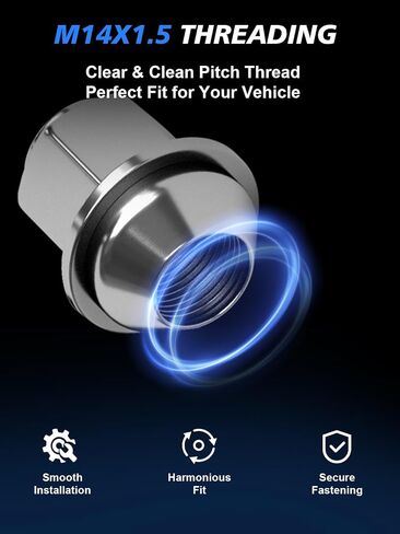 M14X1.5 Lug Nuts - 20pcs OEM Wheel Lug Nut Set, Compatible with 2015-2023 Mustang/Edge, 2017-2022 GT, 2020-2023 Explorer/Aviator, Chrome Acorn Wheel Nuts in Kuwait
