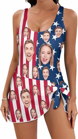 Custom Face One Piece Swimsuit for Women Personalized Bathing Suit with Photo Swim Dress Swimwear in Kuwait