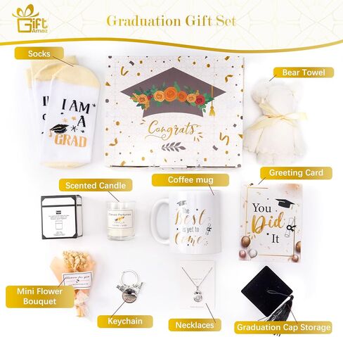 GiftAmaz Graduation Gifts Set for Her 2026, Congrats Grad Gift Basket for Class of 2026, College High School Senior Graduation Box includes Coffee Mug, Birthday Gift Set for Friends Daughter Sister in Kuwait