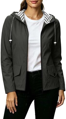 Windbreaker Jackets for Women Waterproof Active Outdoor Hiking Raincoats Fall Casual Lightweight Jacket with Pockets in Kuwait
