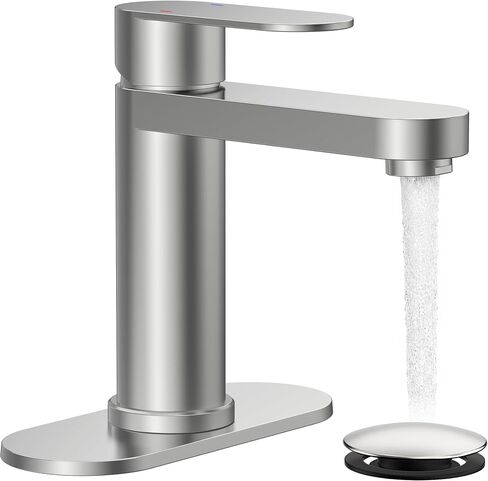 FORIOUS Brushed Nickel Bathroom Faucets 1 or 3 Holes, Modern Single Handle Bathroom Sink Faucet with Pop-up Drain and Lead-Free cUPC Supply Line, Suitable for Vanity, Camper, Lavatory Sink in Kuwait