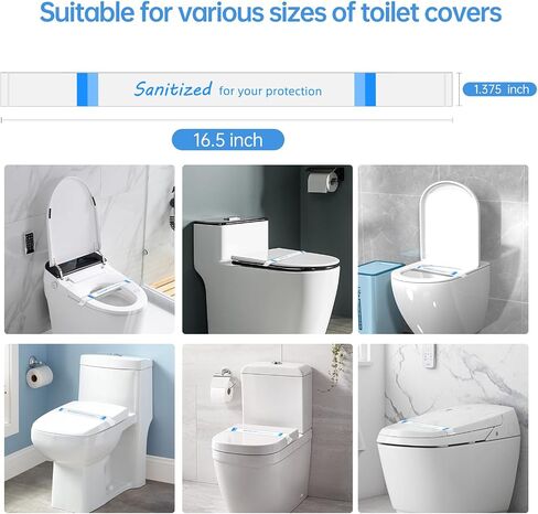Germiwipe 500Pcs Sanitized Toilet Seat Bands,Hotel Essentials, Printed Toilet Strips for Hotels Motels Hospitals (Blue/White) in Kuwait