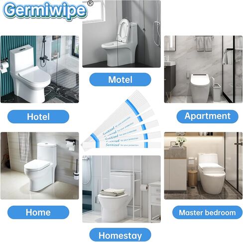 Germiwipe 500Pcs Sanitized Toilet Seat Bands,Hotel Essentials, Printed Toilet Strips for Hotels Motels Hospitals (Blue/White) in Kuwait