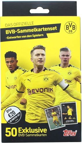مجموعة صندوق فريق Topps 2020 X BVB Borussia Dortmund (50 بطاقة) - تتضمن النجوم البارزين Erling Haaland وGiovanni Reyna وJadon Sancho in Kuwait