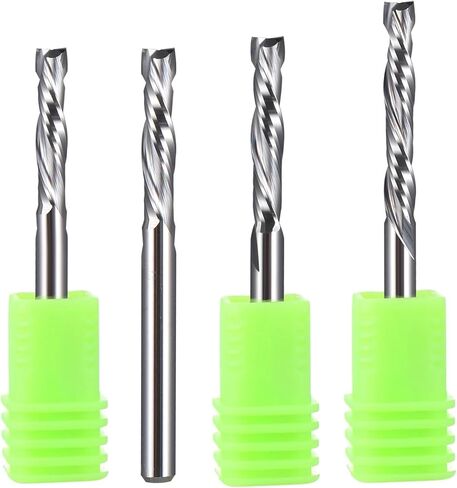 2pcs Carbide Compression Router Bit Up and Down End Mills 3.175-12mm Shank CNC Milling Cutter Two Flute Spiral Bits for Wood 3D Carving(3.175x12x38L) in Kuwait