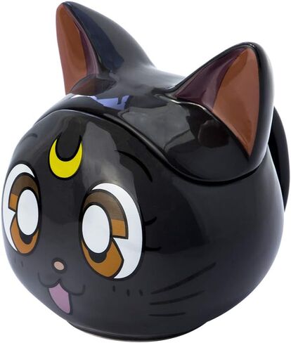 ABYSTYLE Sailor Moon Luna 3D Ceramic Coffee Tea Mug 11.5 Oz. With Removable Lid Anime Manga Drinkware Home & Kitchen Essential Gifts in Kuwait