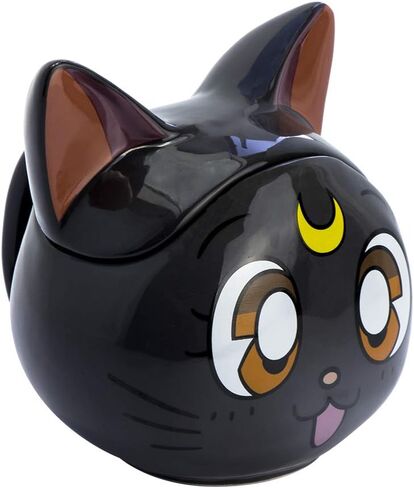 ABYSTYLE Sailor Moon Luna 3D Ceramic Coffee Tea Mug 11.5 Oz. With Removable Lid Anime Manga Drinkware Home & Kitchen Essential Gifts in Kuwait