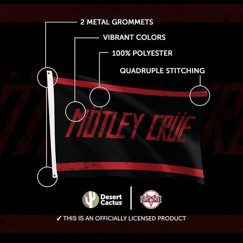 Desert Cactus Motley Crue Flag 100% Polyester Indoor Outdoor 3x5 feet Band Flags (Flag B) in Kuwait