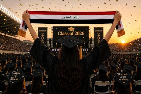 شال علم العراق ستان تصميم على الوجهين مع شرابات ذهبية لكرة القدم والمناسبات الوطنية والاحتفالات in Kuwait