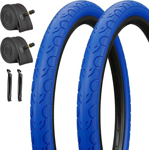 26"x1.5" Bike Tires and Tubes Black or Blue 2 Pack 26" Road Bike Tires 26x1.50/40-559 with 26x1.5/1.75 Bicycle Inner Tubes for Hybrid Bike Road Commuter Trail Bicycle in Kuwait